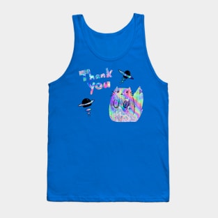 "Thank You" Space Holographic Cat Tank Top
